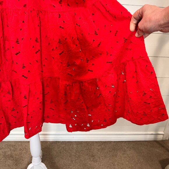 Altar'd State Red Eyelet Sundress with Tassle Straps Size L - Picture 3 of 8